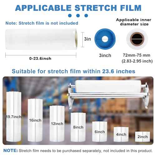 23.6 Inch Stretch Film Dispenser Packing Machine, Stainless Steel Table Stretch Film Wrap Dispenser for Packaging, Moving and Shipping