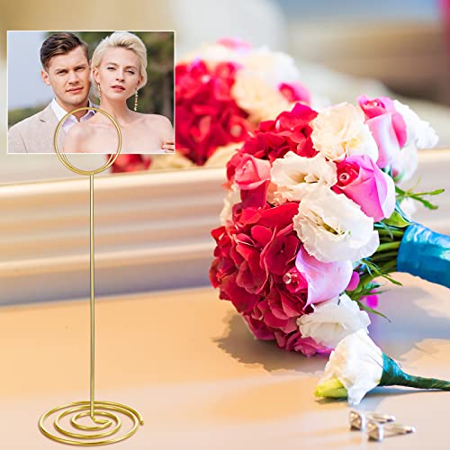 8.66 Inch Gold Wire Table Number Holder, Photo & Card Stand for Weddings & Events