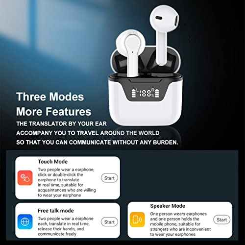 Translator Earbuds, 144 Languages Online Voice Translation, Bluetooth5.1 Two Way Instant Translation, Noise Reduction Microphone, for Business Travel Learning