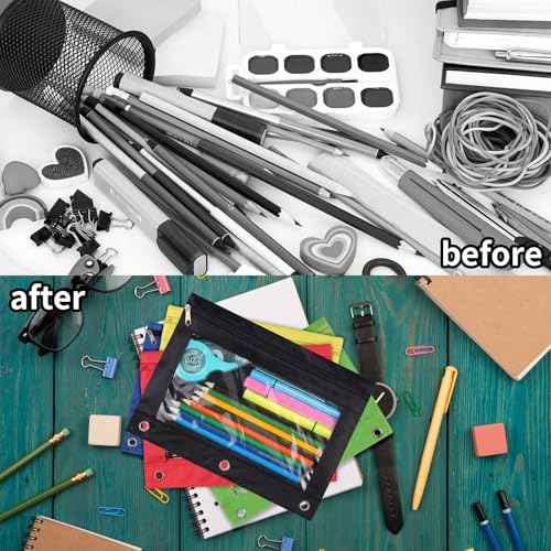 YoeeJob 36 Pack Zipper Pencil Pouch for 3 Ring Binder with Clear Window for School and Office Supplies (Colourful)