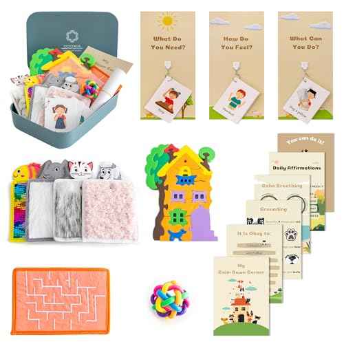 Calm Down Corner | Perfect for Classrooms | Sensory Calming Corner with Items for Kids | Education Calming Corner Kit with Posters, Solutions Wall, Sensory Toys, Fidget Tools | Special Education