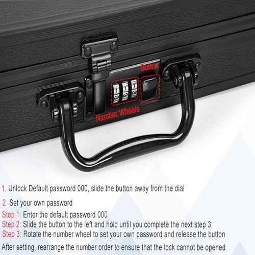 Aluminum Briefcase, Key Lock Clipboard Storage Box, Lockable Storage Case with Foot pad and Corner Protectors, 13x 10x 2.75 inch