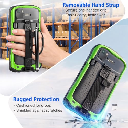 Green Zebra TC53/TC58 Protective Case Cover with Handstrap & Tempered Glass