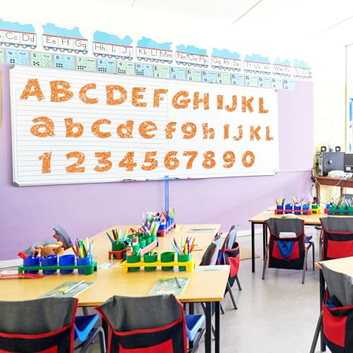 Colarr 216 Pcs Orange Glitter Bulletin Board Letters - 4 Inch Classroom Decor