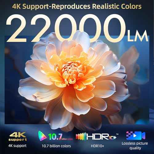 [Netflix Officially & Dolby Audio] Smart Projector with WiFi6 and Bluetooth5.3, Electric Focus & Auto Keystone 4K Support, High Brightness Movie Projectors, Native 1080P Proyector Built-in Apps