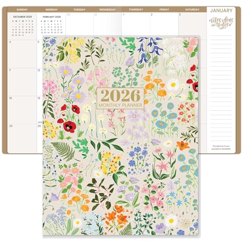 bloom daily planners 2026 Monthly Planner Calendar Book (January 2026 - December 2026) - Large 9¡± x 12¡± Floral Agenda Schedule Organizer - Garden Party