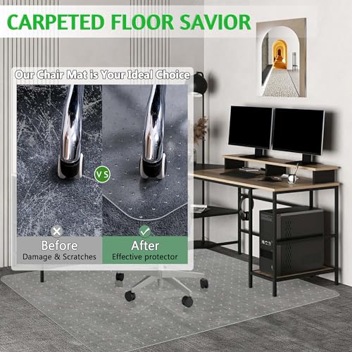 Extra Large Office Chair Mat for Carpet, 46" x 60" Clear Desk Chair Mat for Low Pile Carpeted Floors- Easy Glide Plastic Floor Mat for Office Chair on Carpet