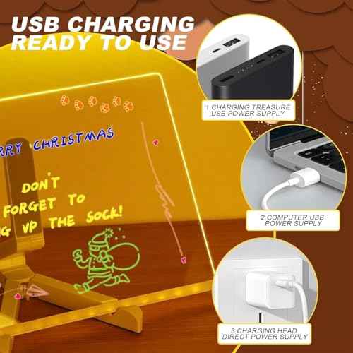 LED Note Board with Colors,Light Up Dry Erase Board with Adjustable Stand and 7 Colors Pen, Rewritable Acrylic Message Board,Light up Acrylic Message Board for Office School Home(11.8"x7.9" inch)
