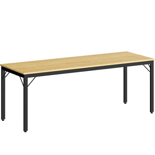Furmax 6.5FT Conference Table, 78.74" Meeting Seminar Table for 6-8 People, Boardroom Table Workstation with Strong Metal Frame for Office Conference, Meeting Room (Light Oak)