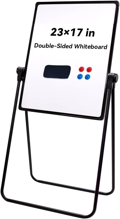 Regine Switzerland Dry Erase Board - 23"x17" Double-Sided Magnetic Whiteboard with Adjustable Stand for Home Office