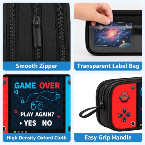 Easozoom Red & Blue Game Controller Pencil Case - Large Capacity Travel Organizer for Kids & Teens