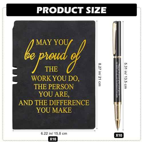 Kosiz 20 Pcs Christmas Employees Appreciation Gifts Bulk Inspirational A5 Leather Notebooks Journal with Motivational Ballpoint Pen for Coworker Team Staff Volunteer Teacher Nurse Gifts (Black)