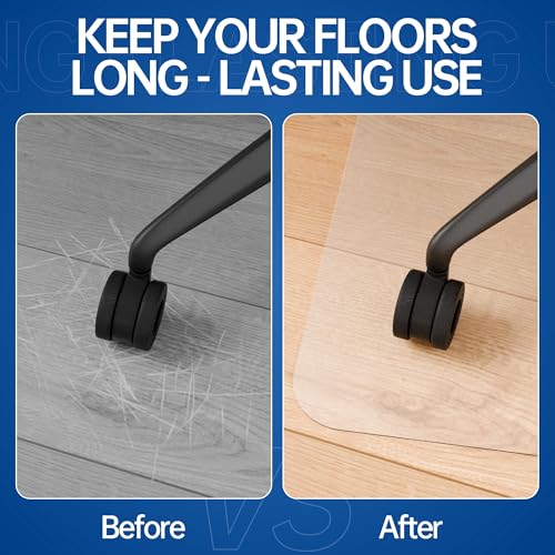 Naturei Office Chair Mat for Hard Floors 30 x 48 Anti-Slip Clear Desk Floor Protector