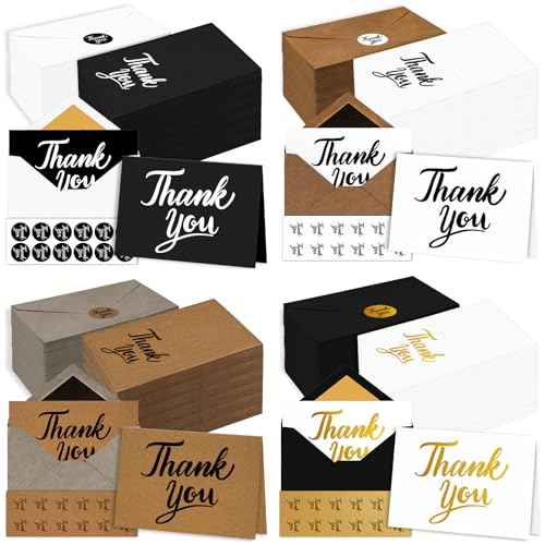 600 PCS Thank You Cards with Envelopes & Matching Stickers, Thank You Notes Bulk 4x6 Inch Minimalistic Design for Business, Baby Shower, Wedding, Small Business, Graduation, Bridal Shower, Funeral,Mixed