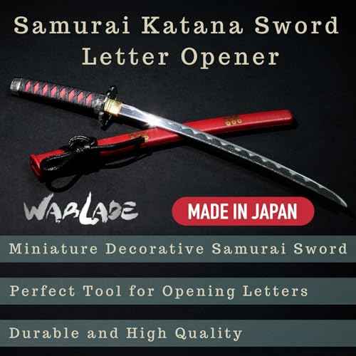 Mini Japanese Samurai Katana Sword Paper Knife Letter Opener 8.3 inch Made in JAPAN (Sakamoto Rouma Horizontal Type)