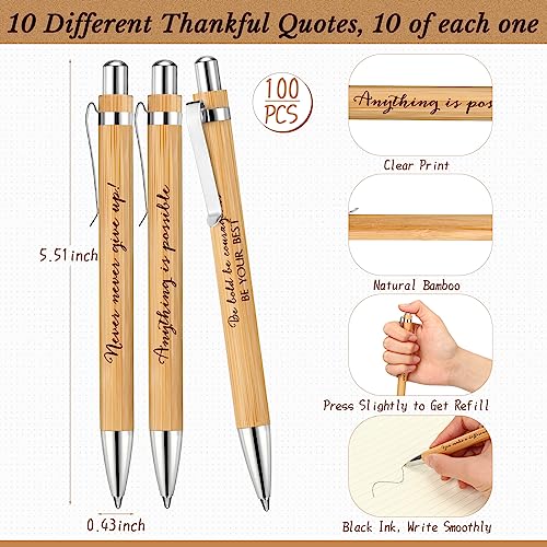 Fulmoon 200 Pcs Christmas Motivational Pens Notebook Gifts Bulk Inspirational Quote Ballpoint Pen Small Pocket Notepads Mini Journals Appreciation Gifts for Teachers Employee Students (Brown)