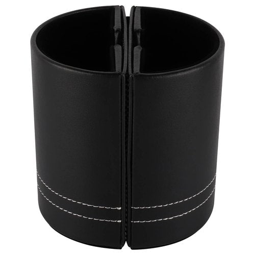 Leather Pencil Cup Pen Holder with Photo Picture Frame, Desk Stationery Organizer with Magnetic Clasp for Home and Office Gift (Black)