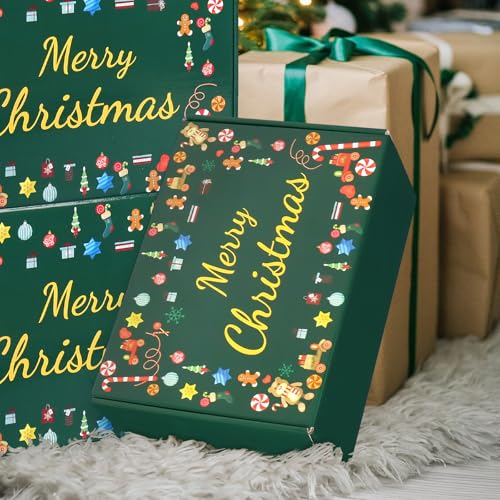Christmas Shipping Boxes Medium 9x6x4 Inches, 30 Pack Green Christmas Gift Boxes with Lids, Cardboard Wrapping Box for Presents, Packaging, Mailing, Small Business
