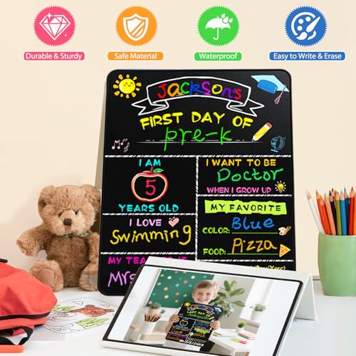 Alinnart Double-Sided First & Last Day of School Sign - 14x11 Inch Reusable Chalkboard Board for Kids - Board Variation