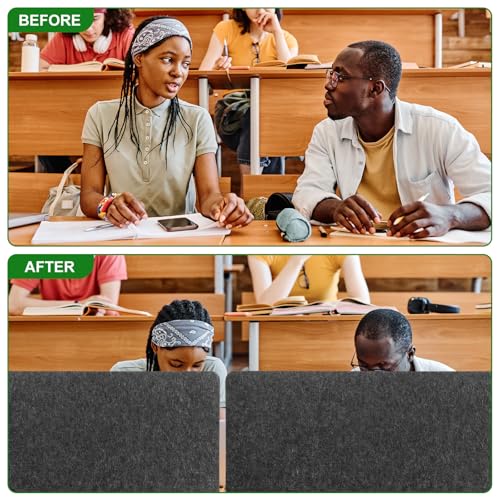 2 Pack Acoustic Desk Divider Partition 23.6 x 47.2" Stand up Freestanding Privacy Panel Noise Visual Distractions Reducing Table Divider for Student Reception Area Office (Deep Gray)