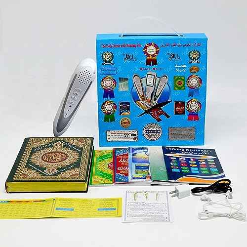 Quran Reading Pen, AIPEBANI Large Size Quran Book Electronic Reader Pen Word-by-Word Digital Rechargeable Holy Quran Recorder 25 Languages and Reciters 6 Books, Ramadan Gift for Kids Adults Blue