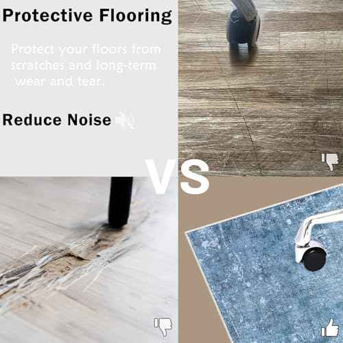 Office Chair Mat, 48¡±X60¡± Non-Slip Backing Desk Chair Mat for Hardwood Floor,Heavy Duty Computer Chair Mat,Low Pile & Smooth Gliding Floor Mat for Office Chair, Easy to Clean Office Rug(Blue-White)
