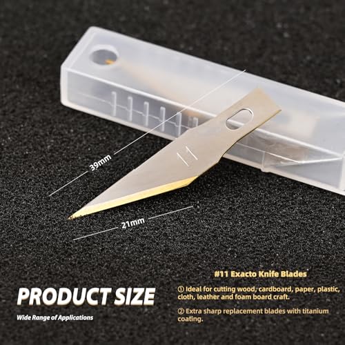 20 Pack Titanium Coated Hobby Knife Blades #11 for Crafts & Scrapbooking