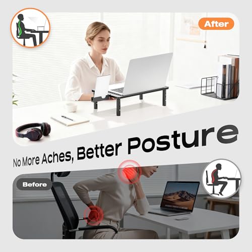Canyora Black 2-Pack Adjustable Monitor Stand Riser with 3 Height Settings
