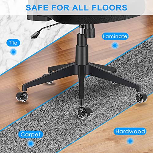 Omyoffice Black 2" Chair Wheels (Set of 5) Heavy-Duty 440 LBS Casters, Quiet Smooth Roll