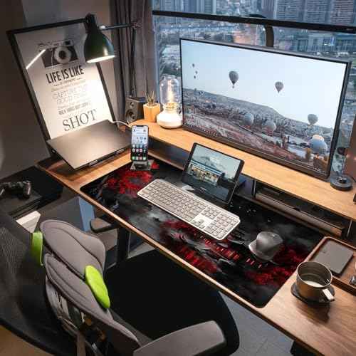 Extended Gaming Mouse Pad, Large Mouse Mat 3 mm Nature Rubber Base Mousepad with Stitched Edges, Non-Slip Desk Mat for Office Home Great Gift 31.5x11.8 Inch (Dark Canyon 5)