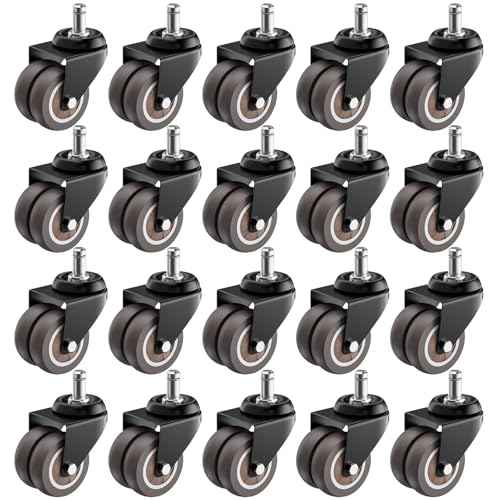 2 Inch Office Chair Wheels (Set of 20), Heavy Duty Grey Rubber Chair Casters Replacement, Desk Chair Wheels for Hardwood Floors and Carpet, Smooth & Quiet Universal Fit for Most Chairs(20 Pack)