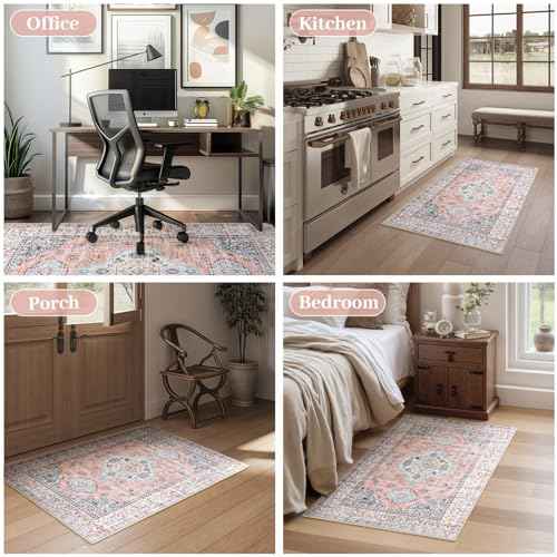 Anidaroel 48"x60" Office Chair Mat for Hardwood Floor, Floor Mat for Office Chair, Boho Under Desk Rug, Office Rugs for Rolling Chairs, Anti-Slip Desk Chair Mat for Hardwood, Terracotta