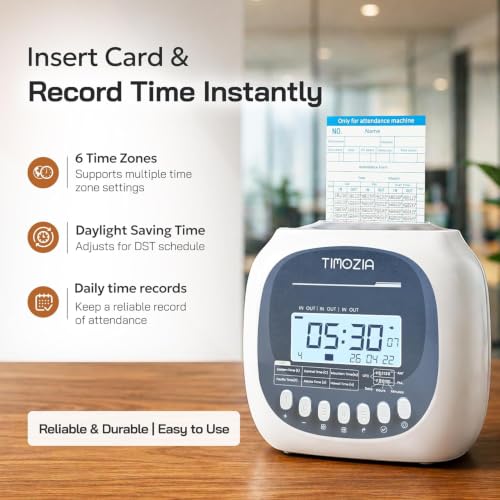 Off White Employee Time Clock with 4-Inch LED Screen, U.S. Time Zone Support