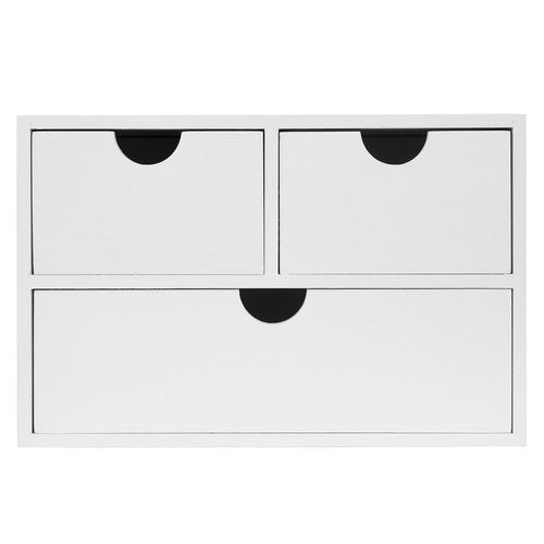 Rustic Distressed white 3-Tier Wood Desk Organizer with 3 Drawers Mini Storage Shelf For Desk, Toiletries Vanity Office Supplies (white)