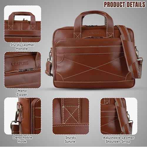 16" Leather Laptop Bag for Men and Women - Meeting Bag / Briefcase