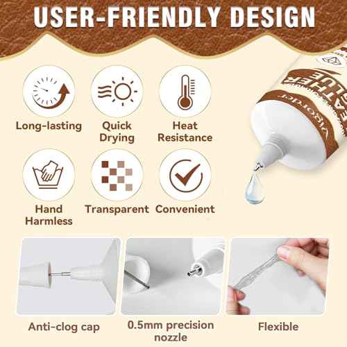 Leather Glue, 60ml Leather Glue Adhesive, High-Strength & Flexible, Transparent & Waterproof, for Jackets, Handbags, Sofas, Furniture, Car Seats, and Shoes