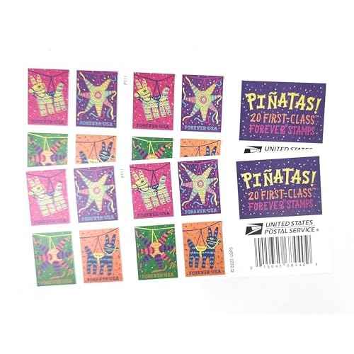 USPS Pinatas (2 Booklets of 20) Forever Postage Stamps Celebrate Hispanic Heritage Latino Festive Celebration Party 2023 Scott #5812-5815