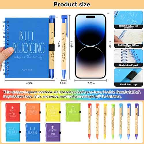 28 Sets of Multicolored Christian Prayer Journals in Bulk small notepad 5.43¡± x 4.33¡± Spiral Notebooks with Matching Pens - Christmas Gifts,Church Members & Bible Study Groups
