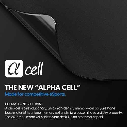 PulsarGamingGears - eS2 Esports Professional Level Gaming Mouse Pad/Mat 4mm Thickness Anti-Slip Base Anti-Fray Precision Stitching 19.3in x 16.5in (XL, Black)