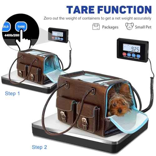 Fuzion Shipping Scale 440lb x 10g Accuracy, Postal Scale with Hold/Tare, Digital Shipping Scale for Packages Small Business, Luggage, Battery & AC/DC Adapter