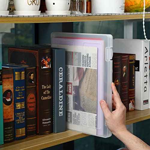 10 Pieces A4 File Box Paper Photo Storage Box A4 Portable Project Case Clear Plastic Document Magazine Organizer Box for Office School Supplies Accessories 12.52 x 9.5 x 0.95 Inch