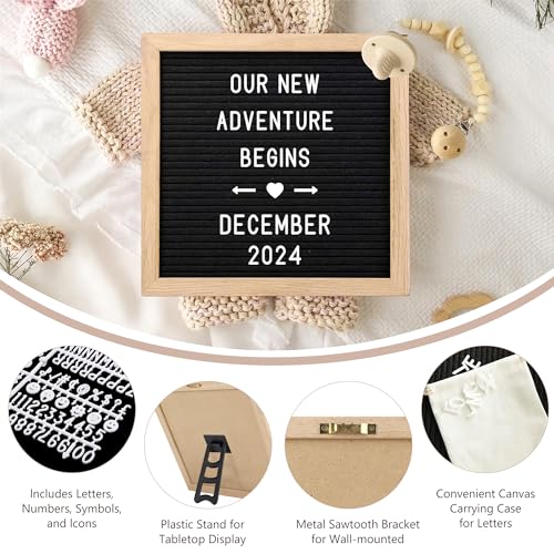 Coming Soon Baby Announcement Ideas, Surprise Pregnancy Announcement for Grandparents Dad Husband Family- Gender Reveal Baby Shower Gifts- Felt Letter Board, Onesie,Booties, Wooden Blocks