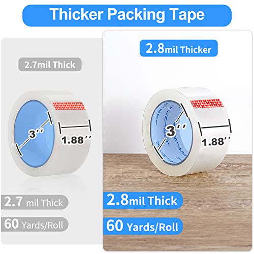 JARLINK 12 Rolls Heavy Duty Clear Packing Tape 60 Yards, Strong Adhesive