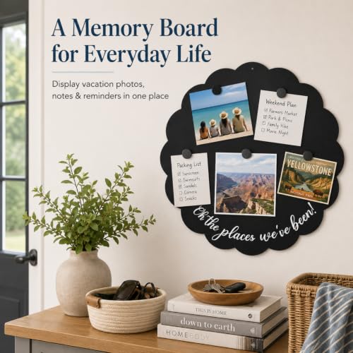 Hoteam 20.5 Inch Round Magnetic Board for Travel Photos & Keepsakes - Personalized Wall Art