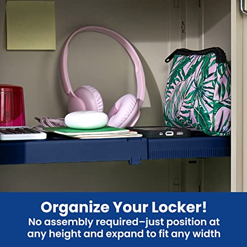 LockerMate Adjust-A-Shelf Locker Shelf 2-Pack Blue, Fits Any Height, Easy Install