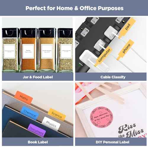 SUPVAN T50M Series Label Maker Tape, 8 Rolls Round Size ¥Õ 2'' 140 Labels/Roll Genuine Laminated Thermal Label Tape Refill, Waterproof Oilproof Highly Adhesive Auto Detect Labels, Black on White