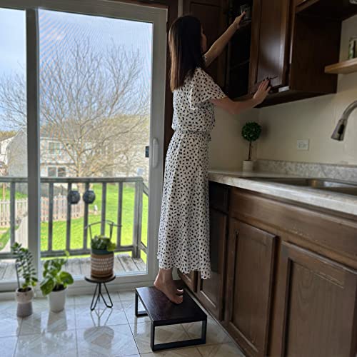 Solid Wooden Step Stool for Adults Seniors Non-Slip, Heavy Duty Bed Steps for High Beds with 500 LBS Capacity, Portable Bedside Step Stool Easy Assembly