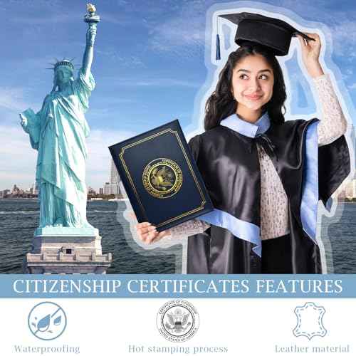 US Citizenship Certificate Holder, COIDEA US Citizenship Gifts, PU Naturalization Certificate Holder with Gold American Seal, Certificate Cover with Padded, Standard Size