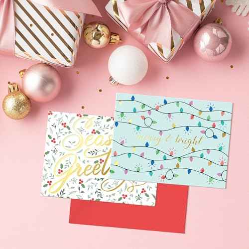 Sweetzer & Orange Holiday Greeting Cards ? Set of 24 Boxed Christmas Cards with Envelopes ? 24 Unique Designs with Gold Foil ? 4.25x5.75 Assorted Holiday Cards ? Red Envelopes