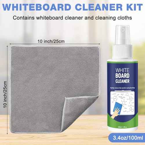 Loopeer 24 Pack Whiteboard Cleaner Spray 3. 4 oz Dry Erase Board Cleaner with Cloths Non Toxic Dry Erase Cleanning Removes Stubborn Marks from Whiteboards